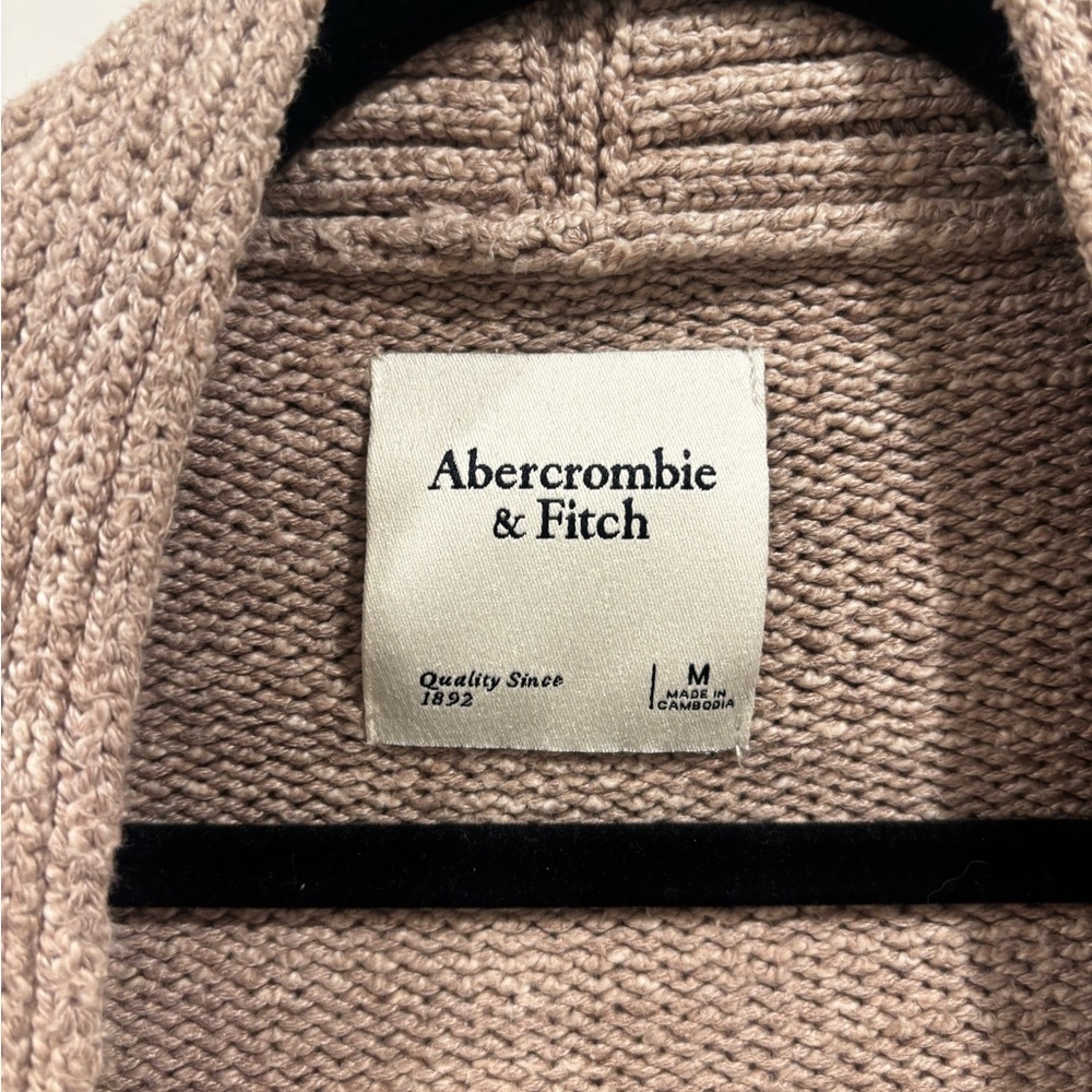 Abercrombie & Fitch Brown Knit Cardigan Cozy Open Front Size M - Picture 2 of 3